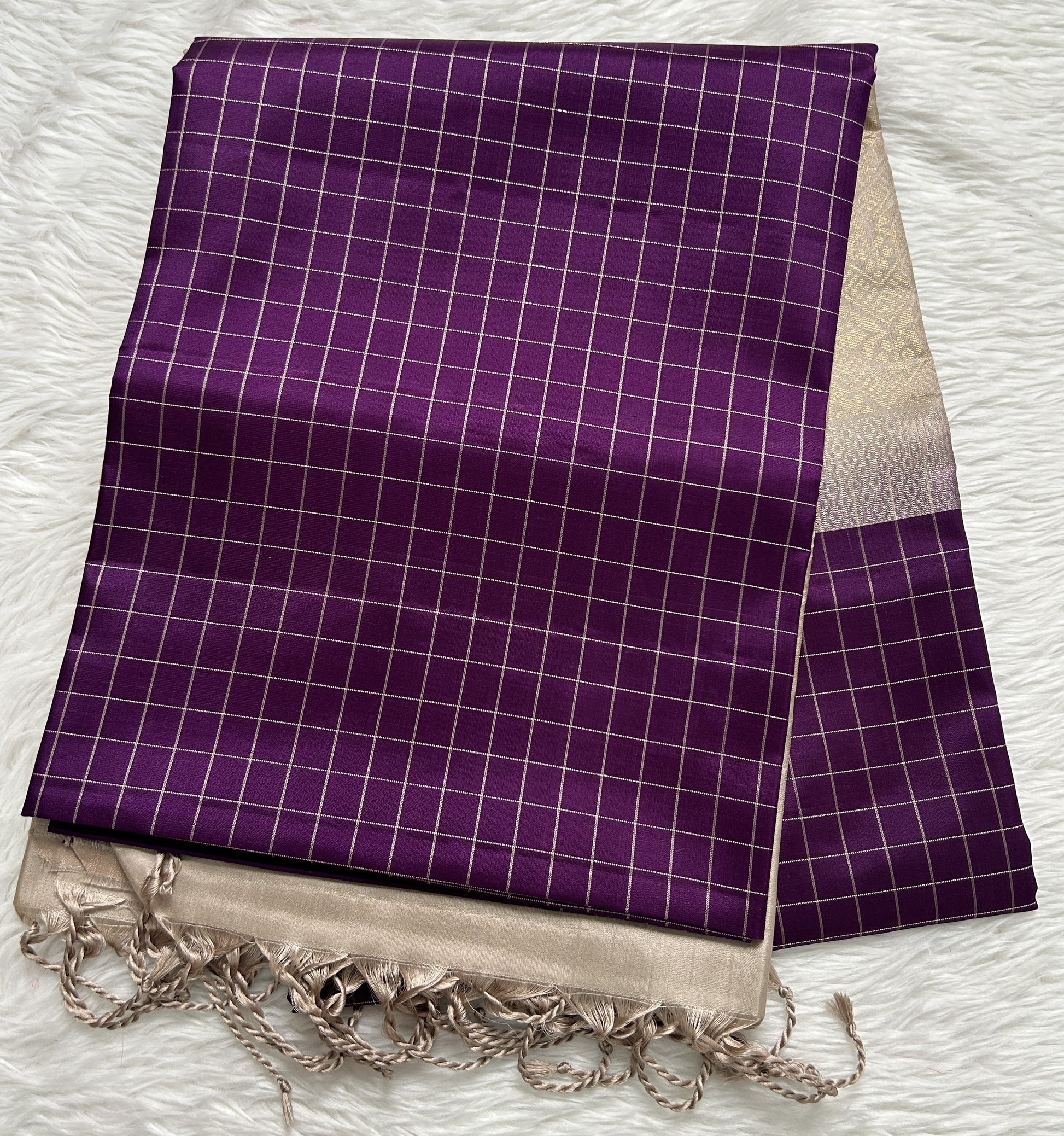 Kanjivaram Festive Silk Saree Purple colored Saree complemented with a Kanchi border. - Sampradaya Designer Studio