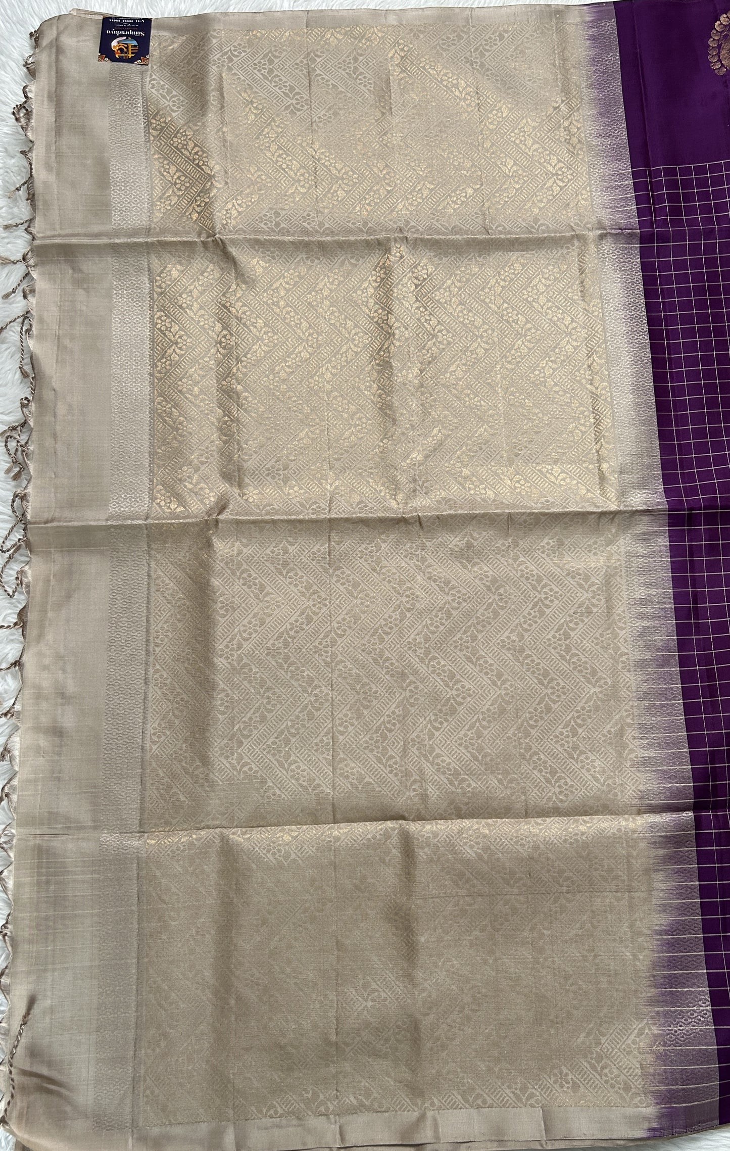 Kanjivaram Festive Silk Saree Purple colored Saree complemented with a Kanchi border. - Sampradaya Designer Studio