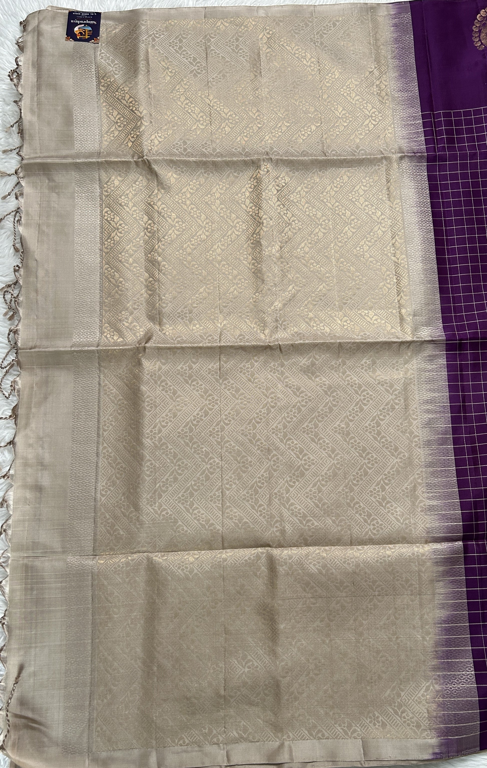 Kanjivaram Festive Silk Saree Purple colored Saree complemented with a Kanchi border. - Sampradaya Designer Studio