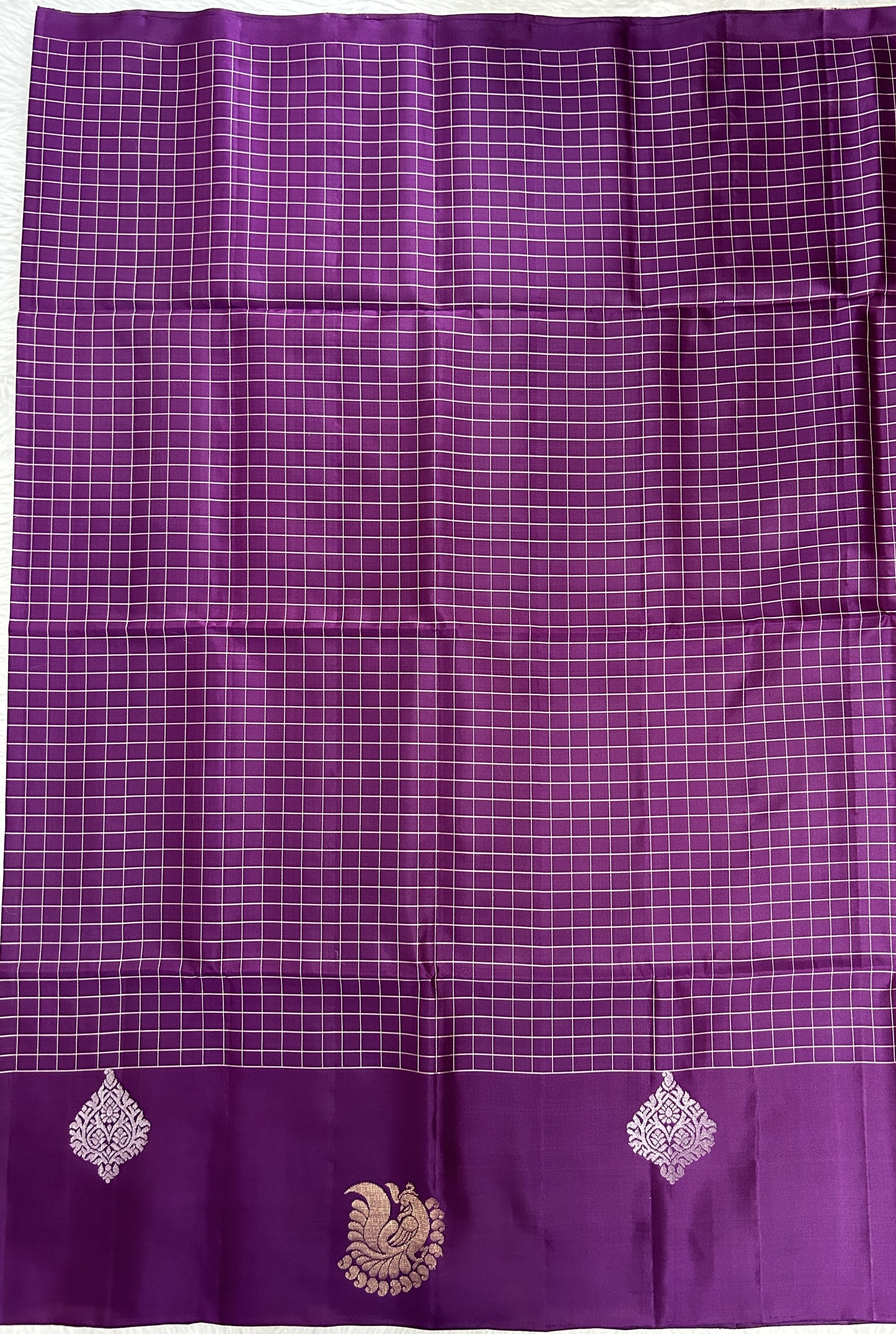 Kanjivaram Festive Silk Saree Purple colored Saree complemented with a Kanchi border. - Sampradaya Designer Studio