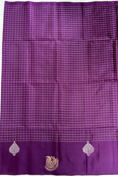 Kanjivaram Festive Silk Saree Purple colored Saree complemented with a Kanchi border. - Sampradaya Designer Studio