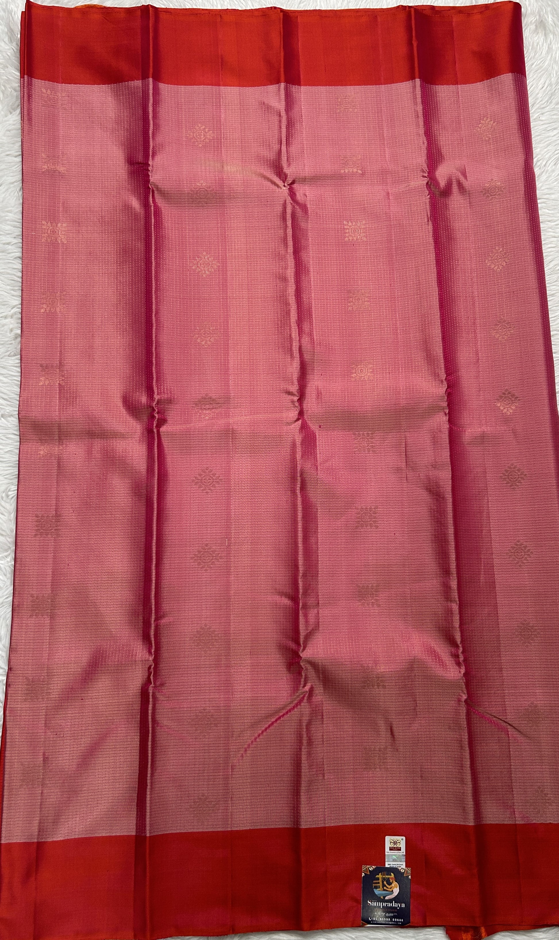 Kanjivaram Festive Soft Silk Saree Pink colored complemented with a Candy Colored Plain border. - Sampradaya Designer Studio