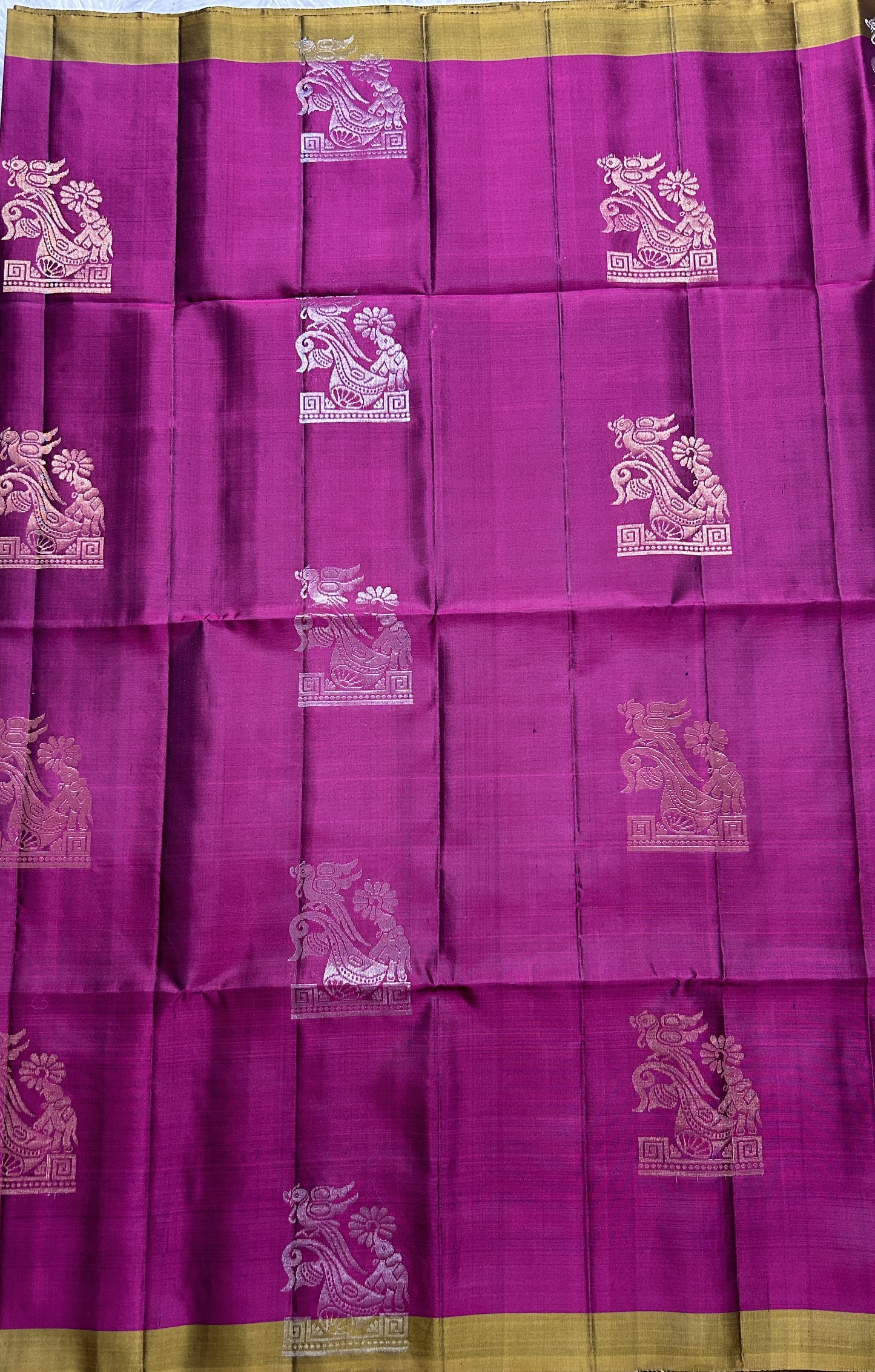 Kanjivaram Festive Soft Silk Saree Purple colored complemented with a Gold Plain border. - Sampradaya Designer Studio