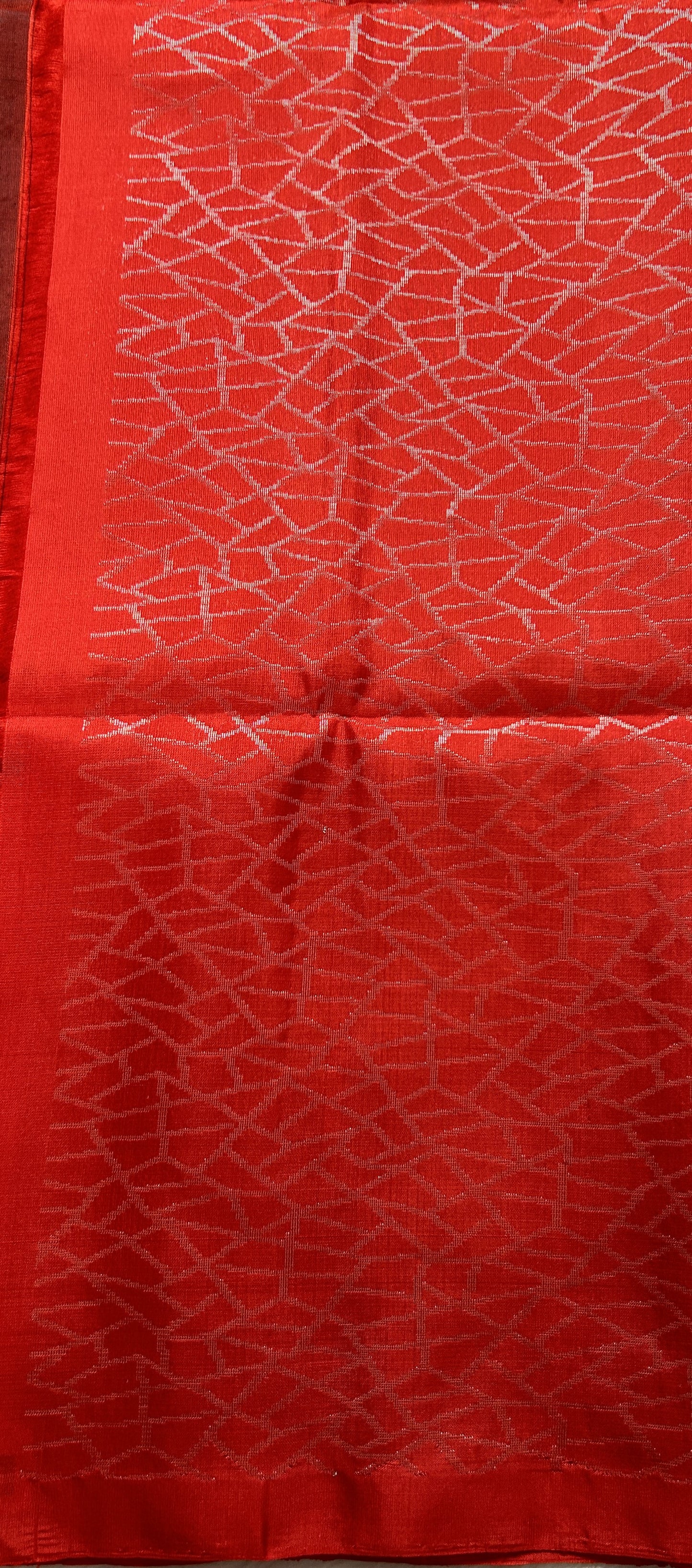 Kanjivaram Festive Soft Silk Saree Red colored complemented with a borderless Saree. - Sampradaya Designer Studio