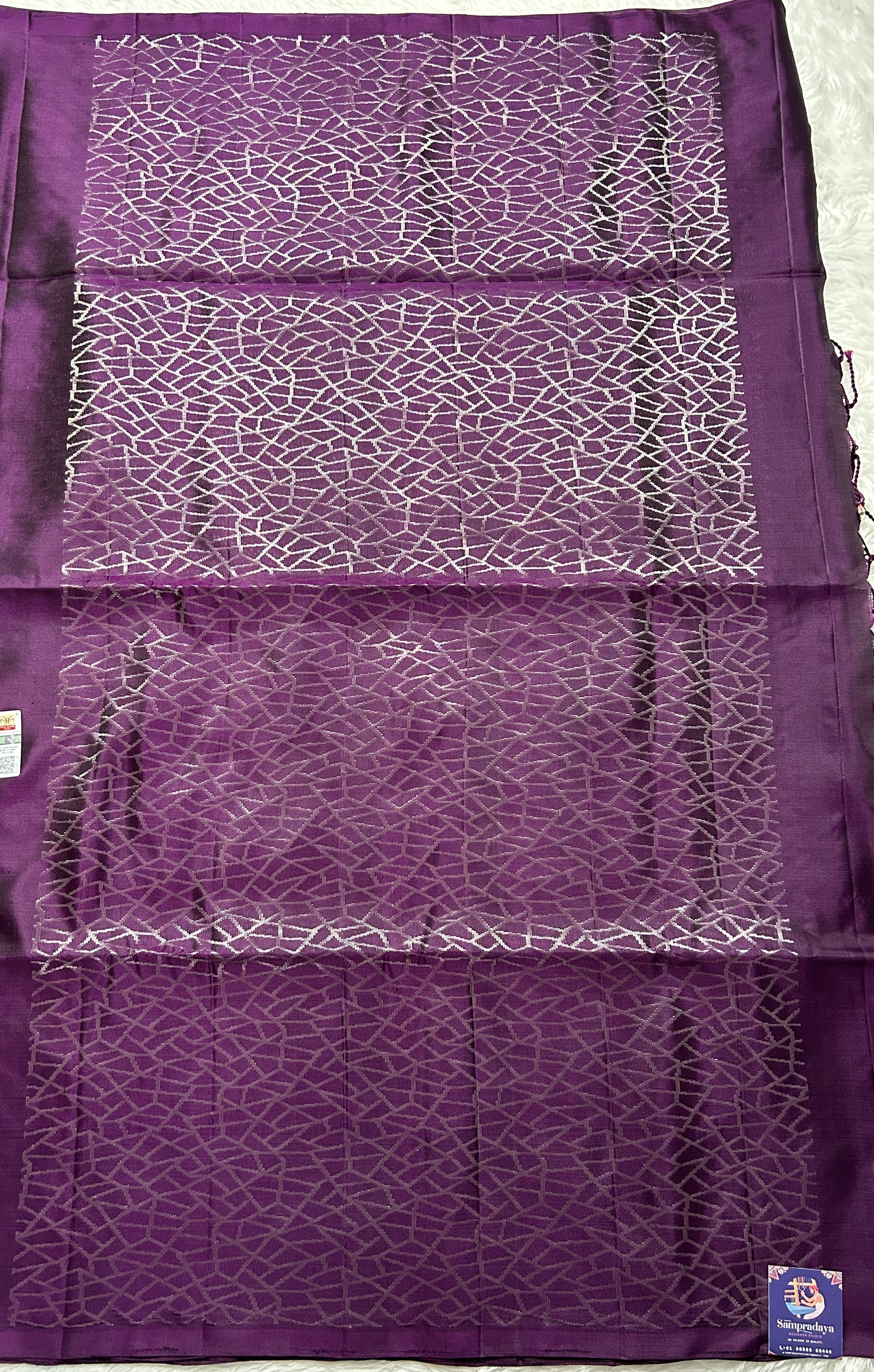 Kanjivaram Festive Soft Silk Saree Purple colored complemented with a borderless Saree. - Sampradaya Designer Studio