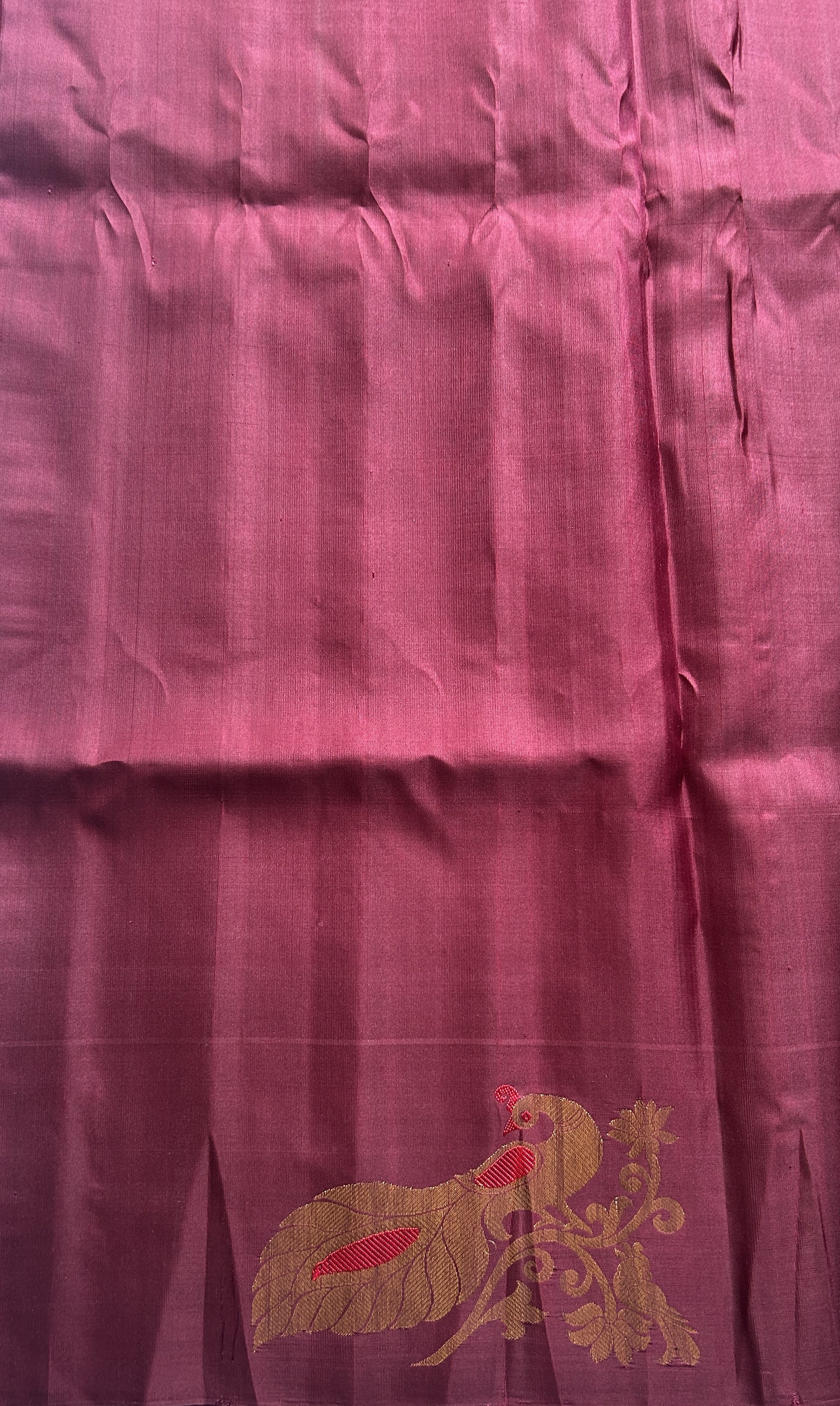 Gadwal Silk Saree Brown Colored Complemented With a Minakari Border - Sampradaya Designer Studio