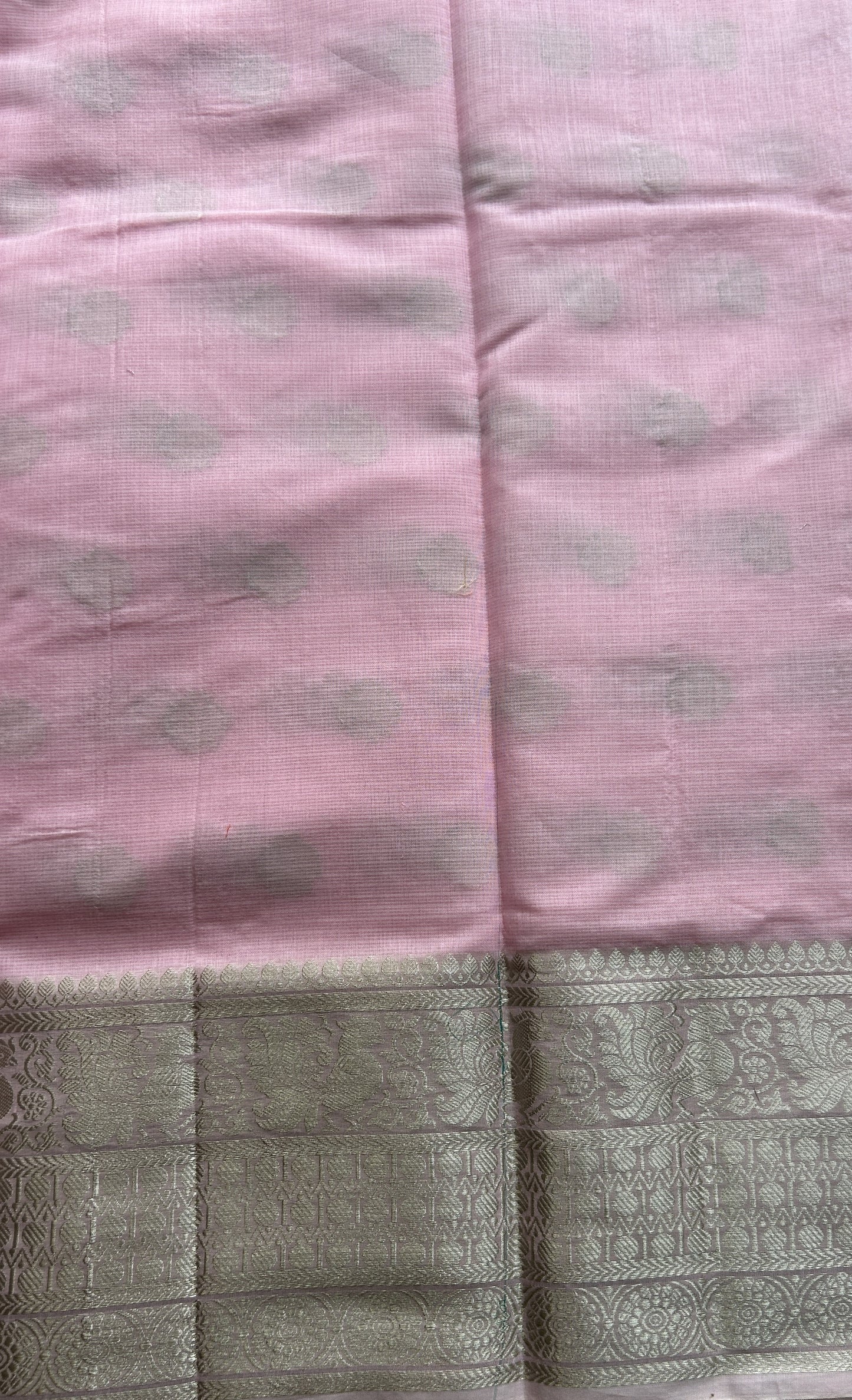 Silk kota Saree Light Pink colored Complemented with a Zari Border. - Sampradaya Designer Studio