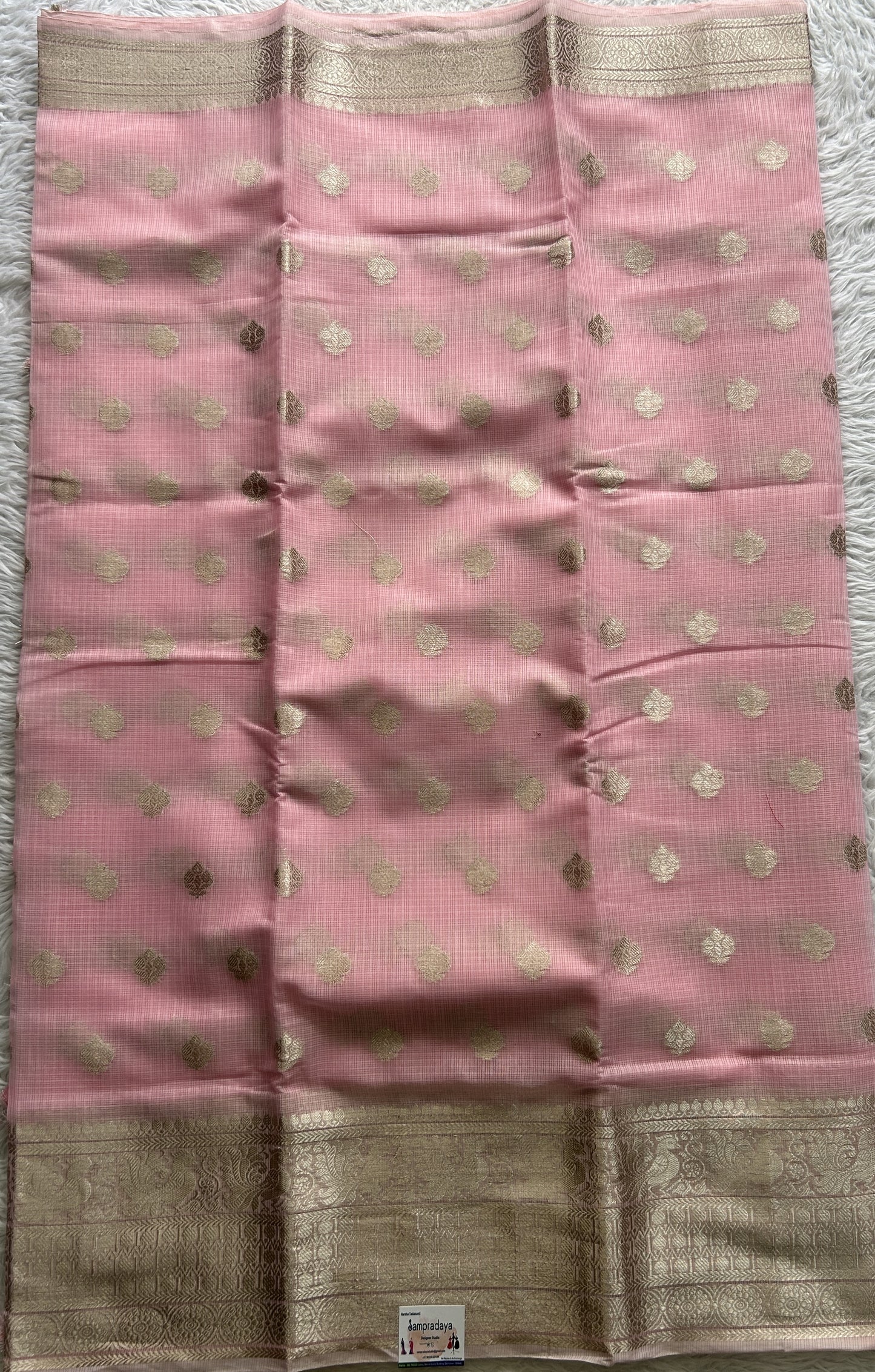 Silk kota Saree Light Pink colored Complemented with a Zari Border. - Sampradaya Designer Studio