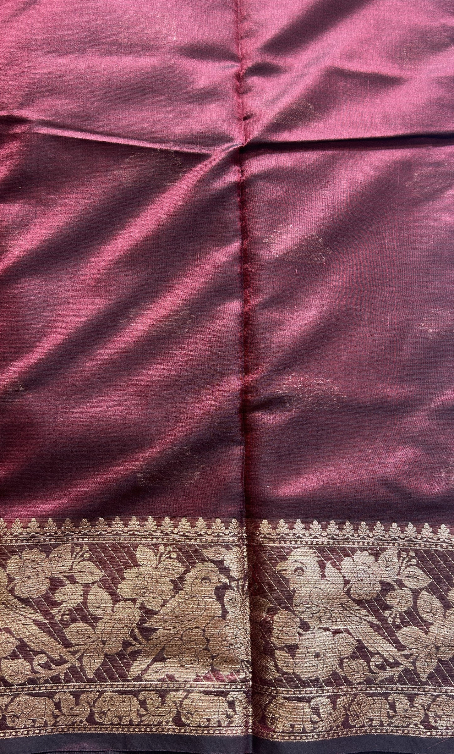 Silk kota Saree Dark Maroon colored Complemented with a Zari Border. - Sampradaya Designer Studio