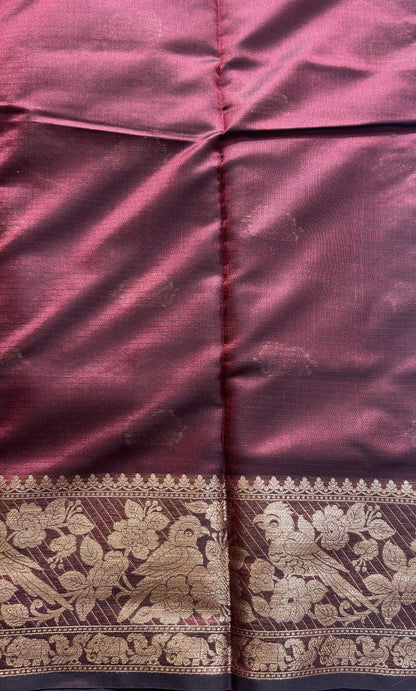 Silk kota Saree Dark Maroon colored Complemented with a Zari Border. - Sampradaya Designer Studio