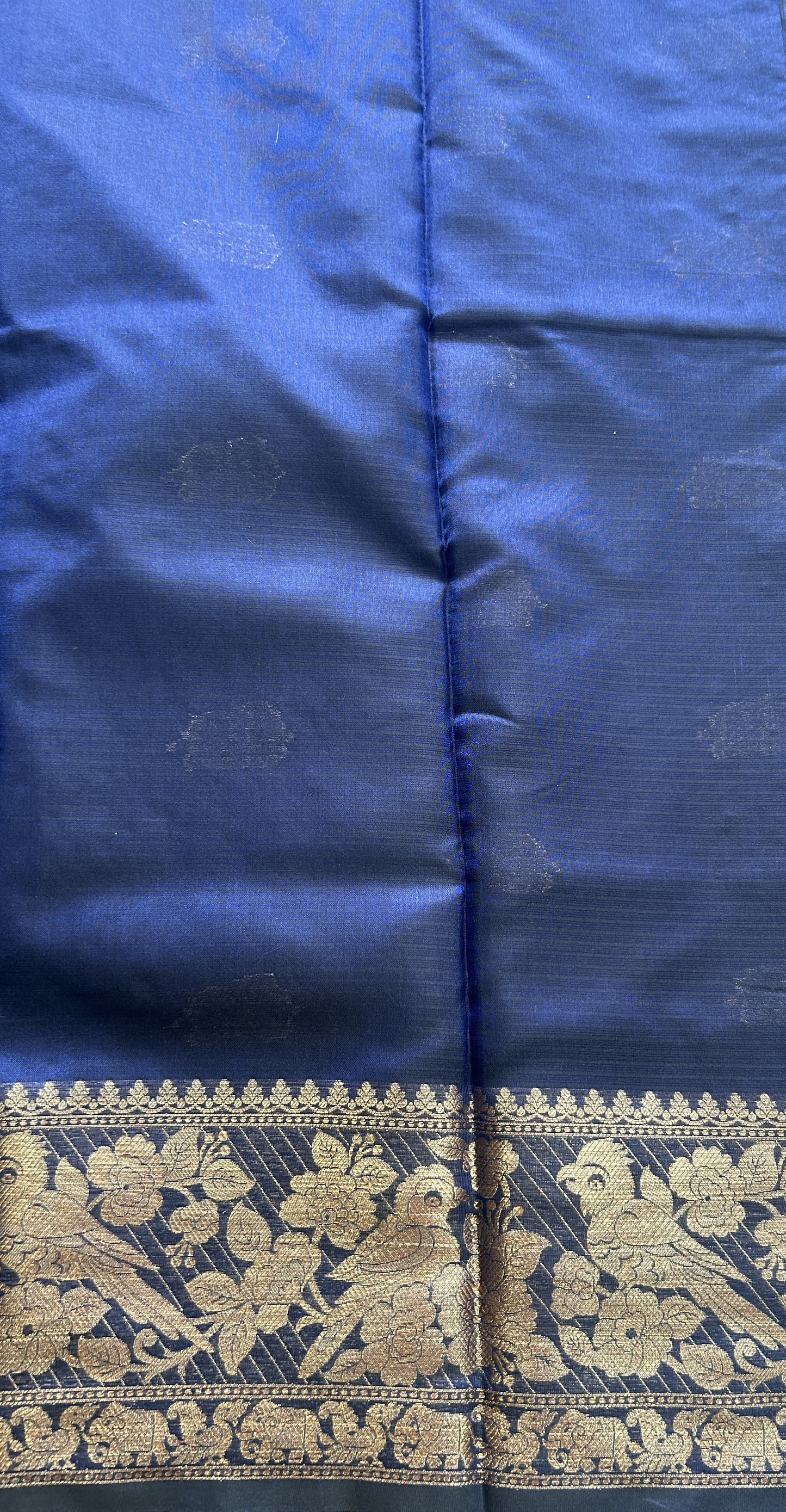 Silk kota Saree Ink Blue colored Complemented with a Zari Border. - Sampradaya Designer Studio