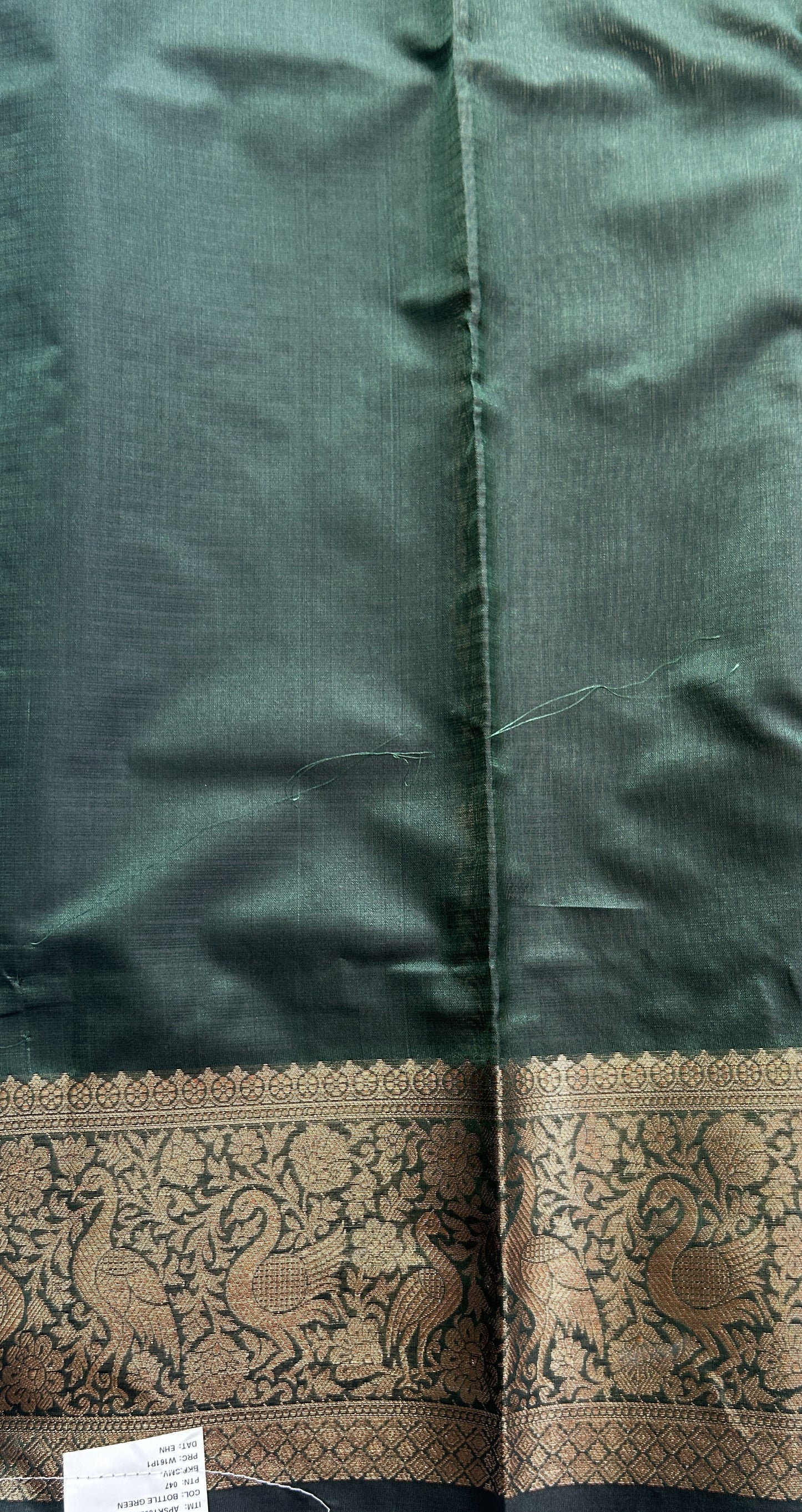 Silk kota Saree Bottle Green colored Complemented with a Zari Border. - Sampradaya Designer Studio