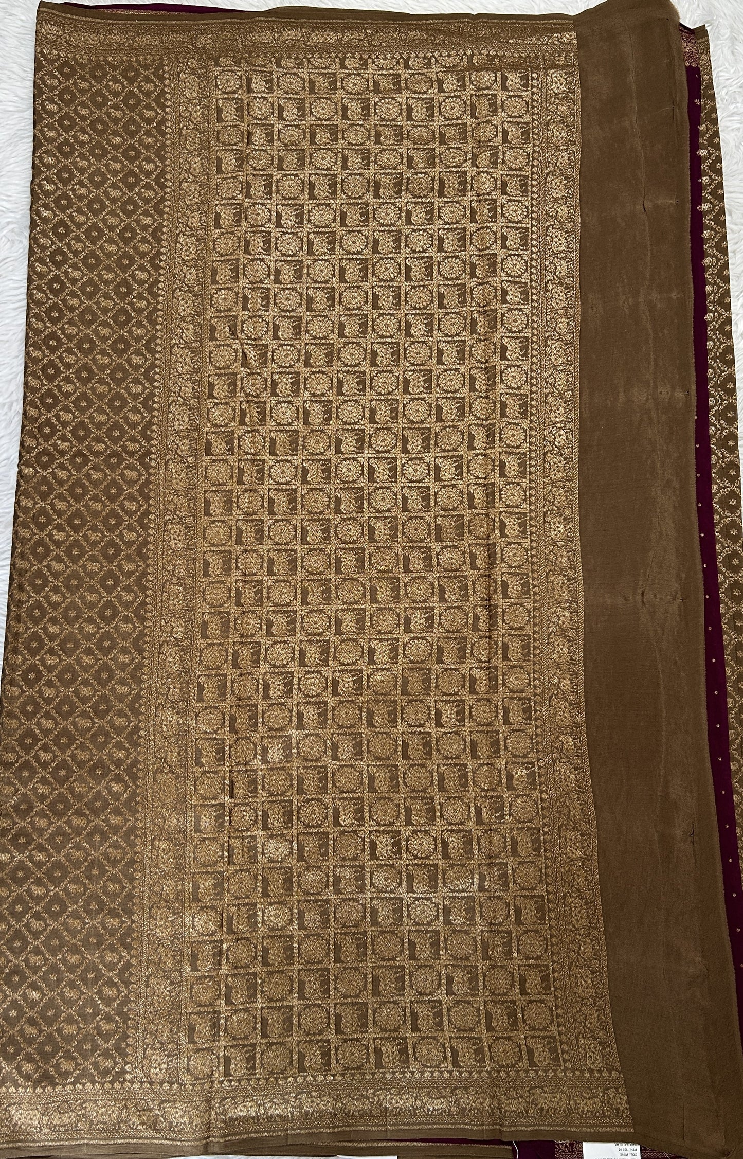 Banarasi Georgette Saree Olive Green Colored Complemented with a Zari Border. - Sampradaya Designer Studio