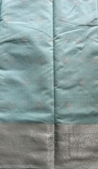 Silk kota Saree Sea Green colored Complemented with a Zari Border. - Sampradaya Designer Studio