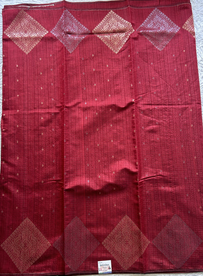 Semi Tussar Saree Maroon Colored complemented with a Borderless. - Sampradaya Designer Studio