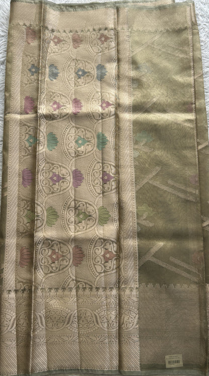 Silk kota Saree Light Gray colored Complemented with a Zari Border. - Sampradaya Designer Studio