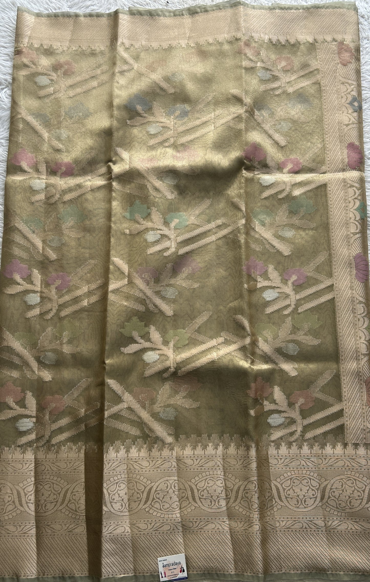 Silk kota Saree Light Gray colored Complemented with a Zari Border. - Sampradaya Designer Studio