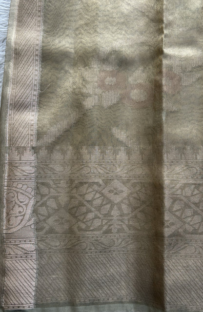 Silk kota Saree Gray colored Complemented with a Zari Border. - Sampradaya Designer Studio