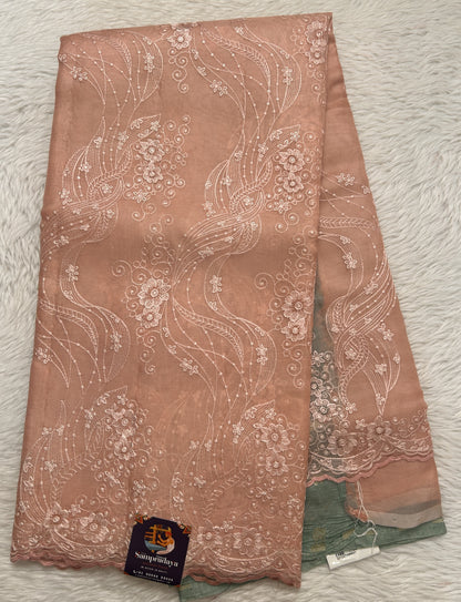 Banarasi Kora Silk Saree Light Pink Colored Complemented with a Scallop Border. - Sampradaya Designer Studio