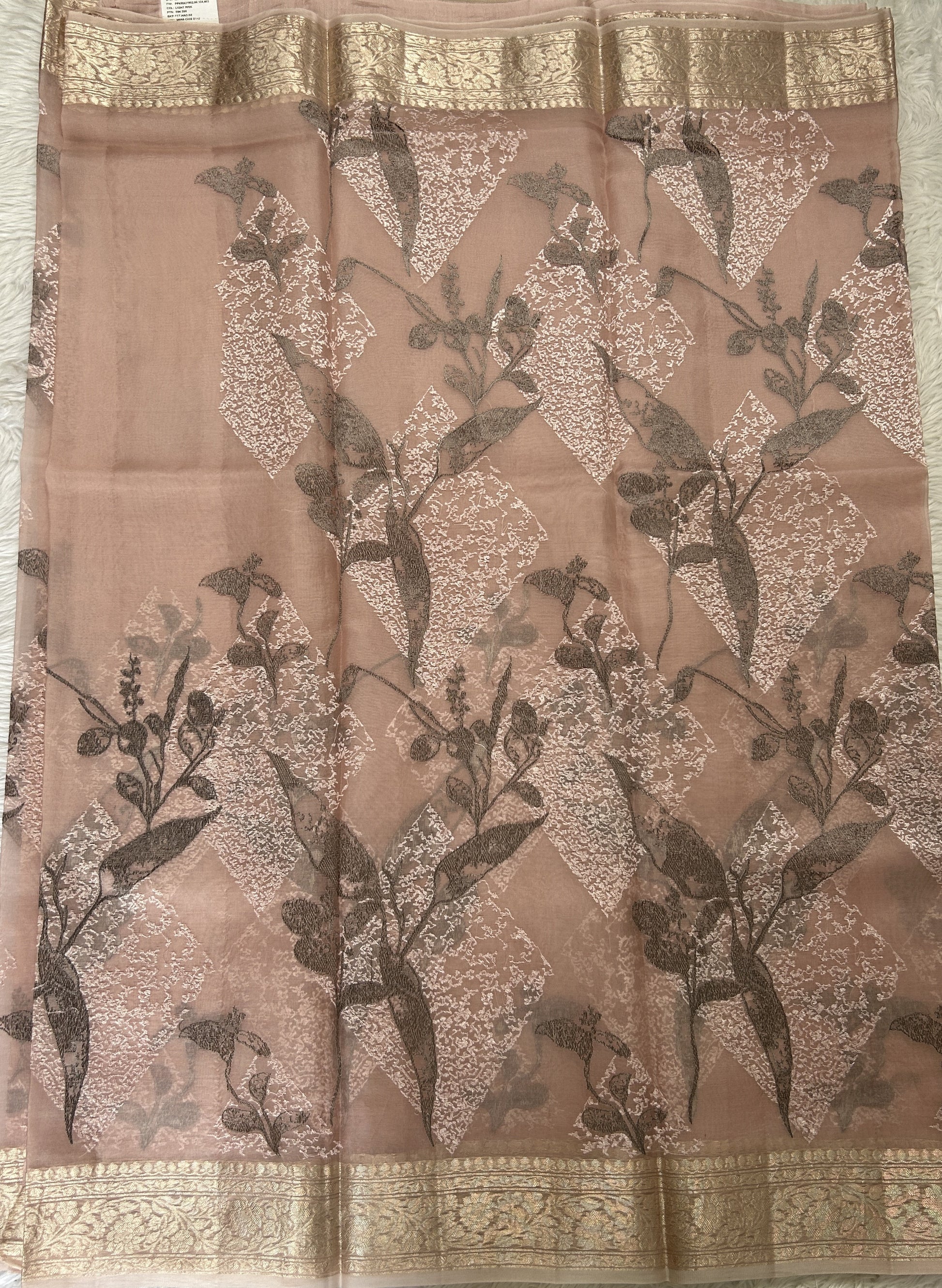 Banarasi Kora Silk Saree Light Pink Colored Complemented with a Zari Border. - Sampradaya Designer Studio