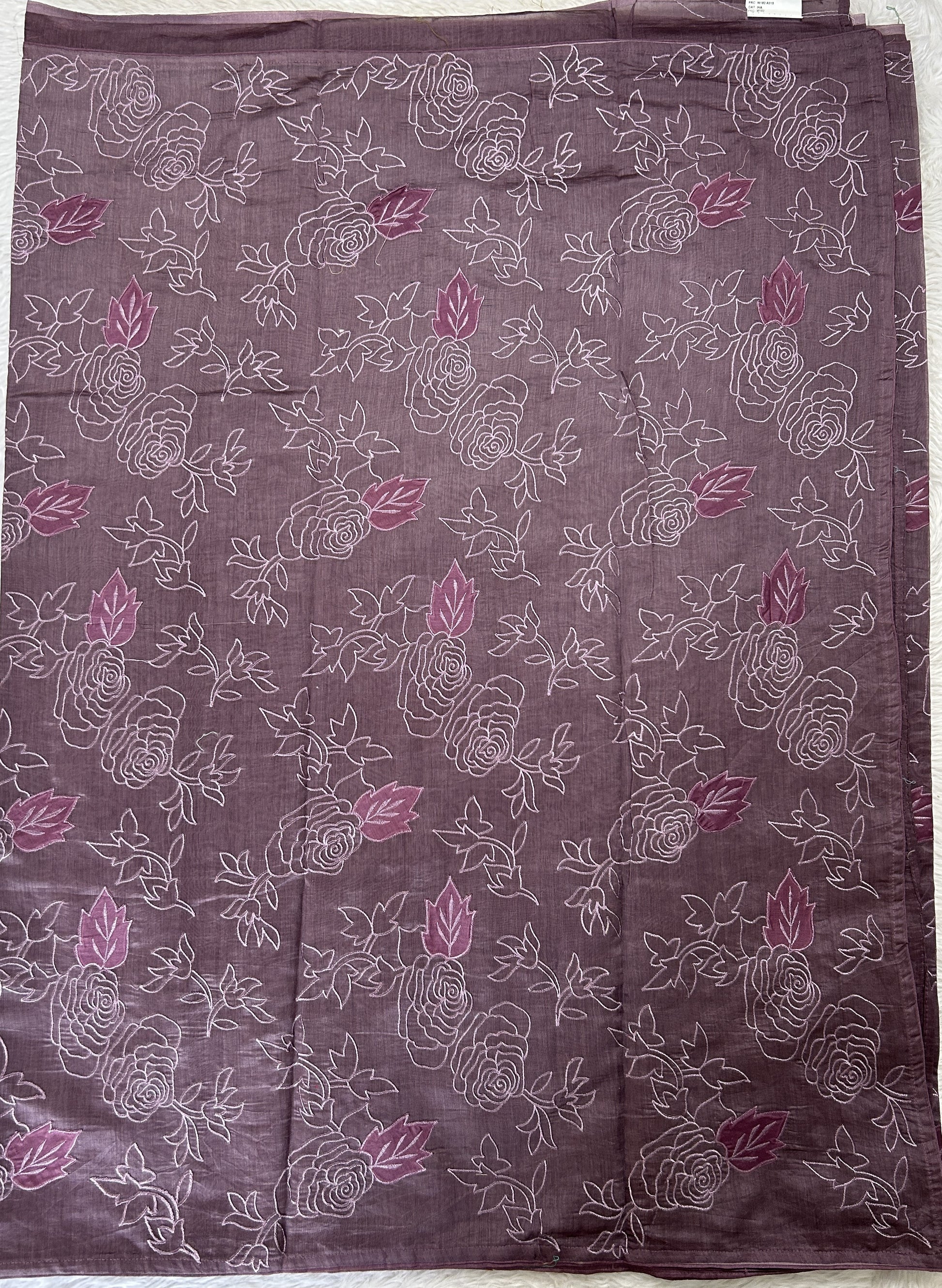 Applique Work Saree Magenta Colored Complemented with a Borderless. - Sampradaya Designer Studio