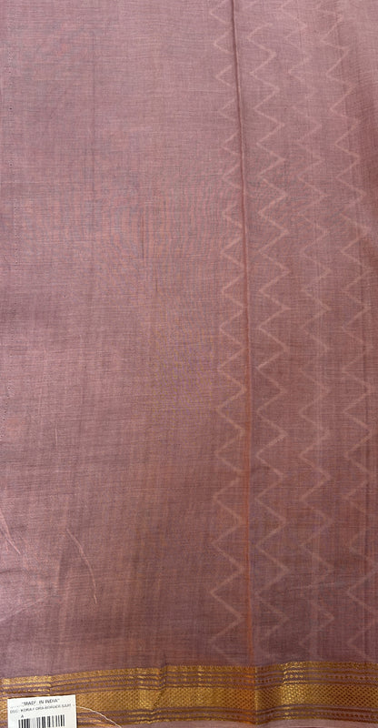 Banarasi Cotton Saree Light Lilac Colored Complemented with a Zari Border. - Sampradaya Designer Studio