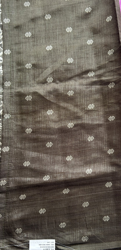 Semi Raw Silk Saree Deep Lilac Colored Complemented with a Zari Border. - Sampradaya Designer Studio