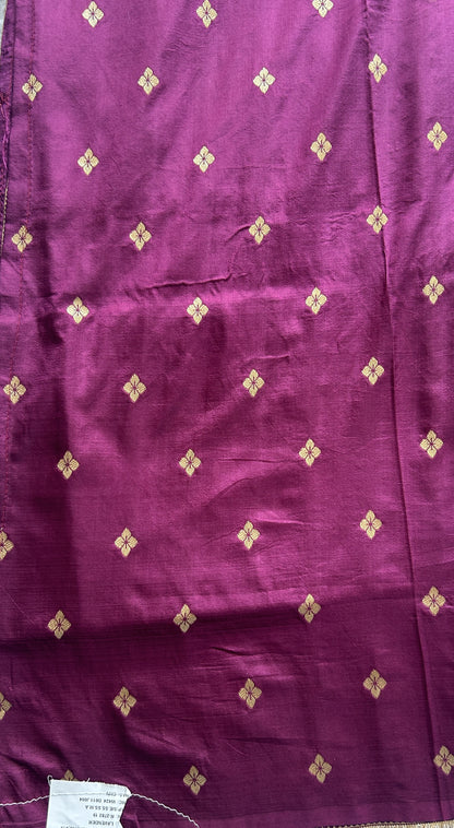 Semi Raw Silk Saree Light Mauve Colored Complemented with a Zari Border. - Sampradaya Designer Studio