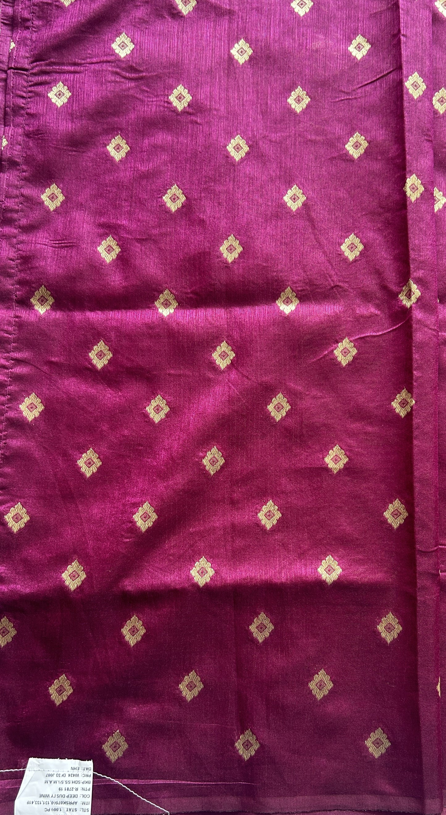 Semi Raw Silk Saree Plum Colored Complemented with a Zari Border. - Sampradaya Designer Studio