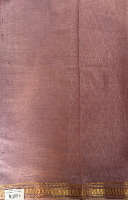 Banarasi Cotton Saree Plum Colored Complemented with a Zari Border. - Sampradaya Designer Studio