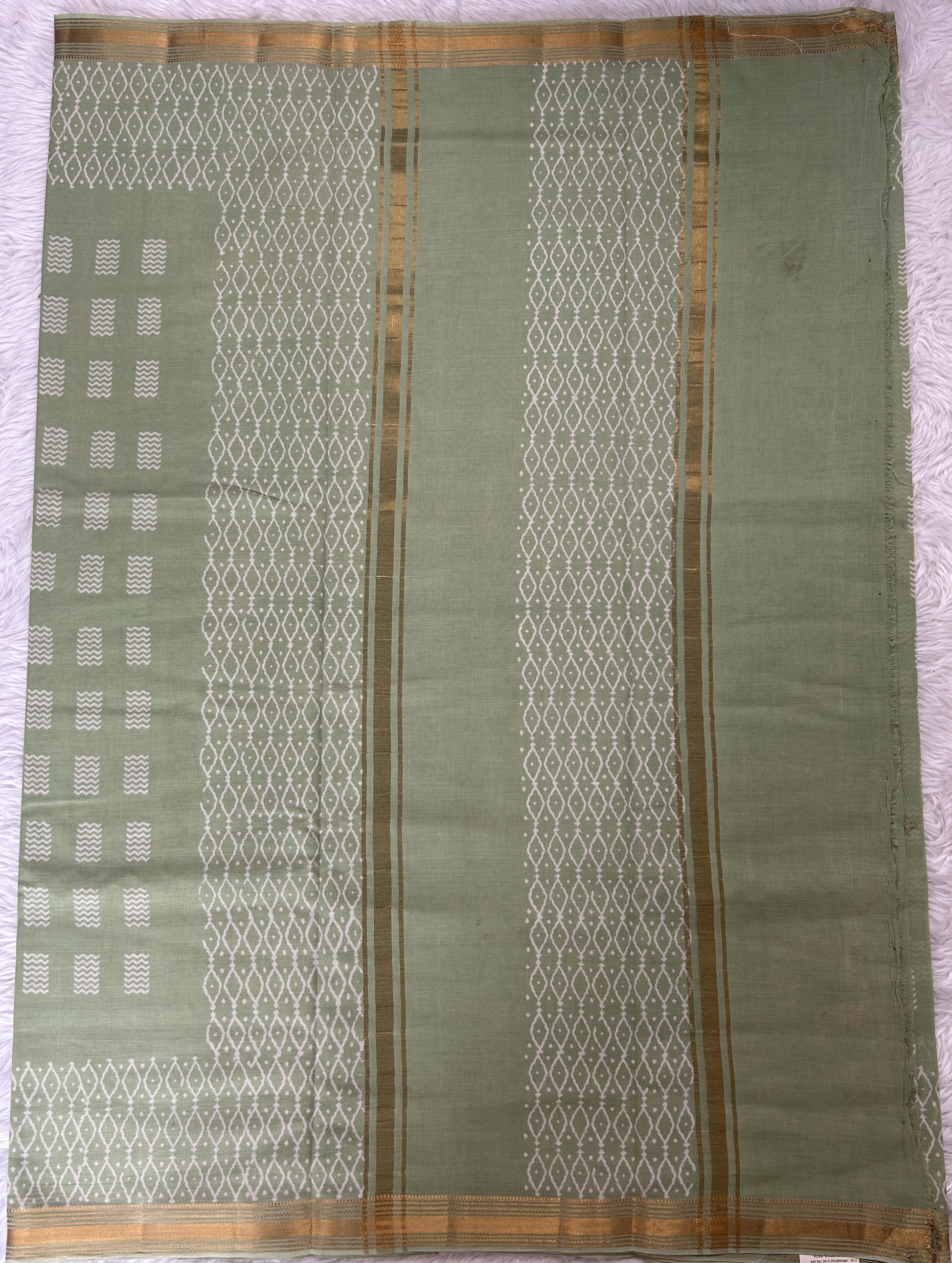 Banarasi Cotton Saree Parrot Green Colored Complemented with a Zari Border. - Sampradaya Designer Studio