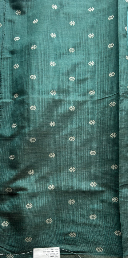 Semi Raw Silk Saree Aqua Blue Colored Complemented with a Zari Border. - Sampradaya Designer Studio