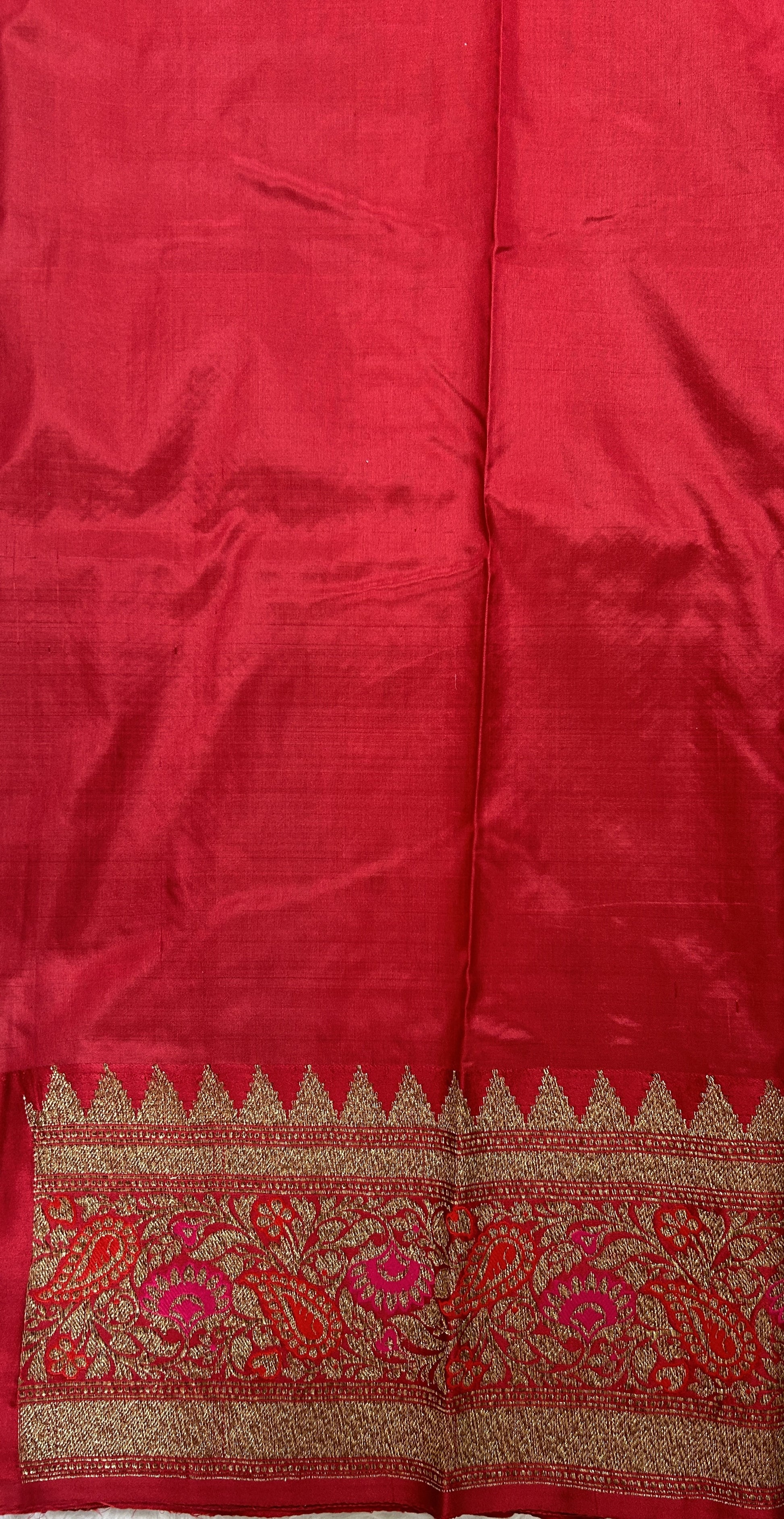 Dupion Silk Saree Pink Colored Complemented with a Maroon Color Zari Border. - Sampradaya Designer Studio