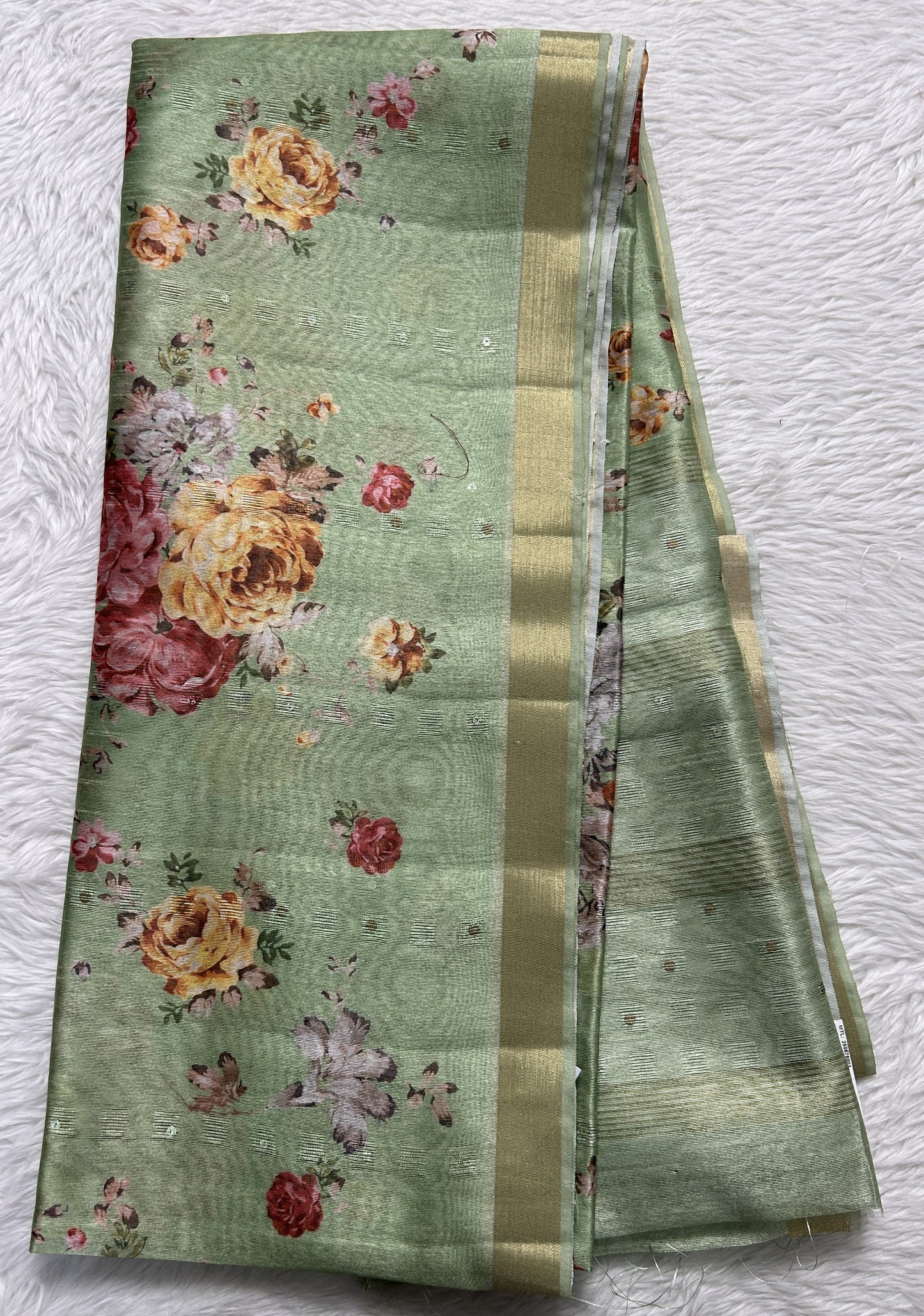 Semi Tussar Saree Green Color Complemented with a Zari Border. - Sampradaya Designer Studio