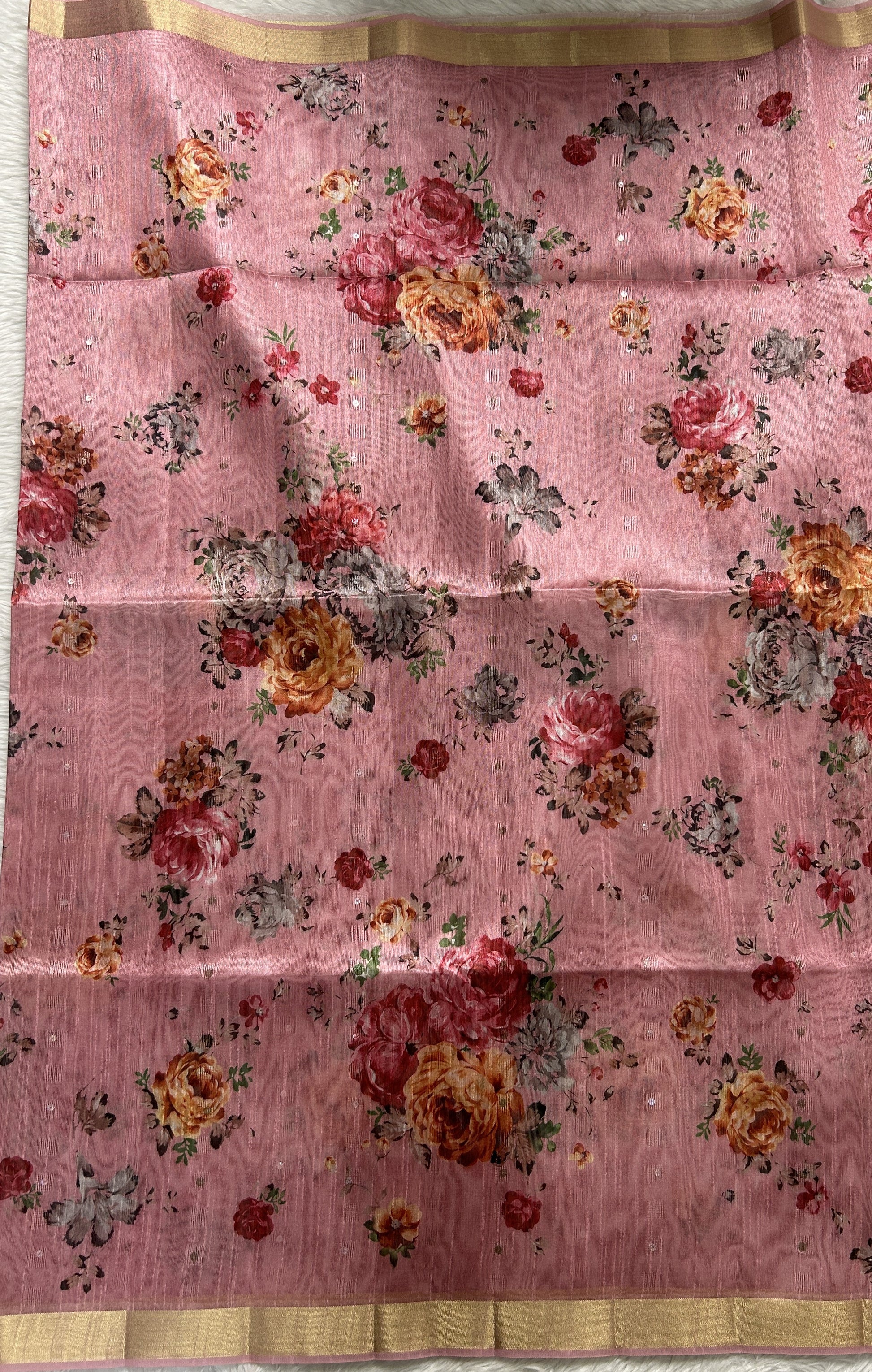 Semi Tussar Saree Pink Color Complemented with a Zari Border. - Sampradaya Designer Studio