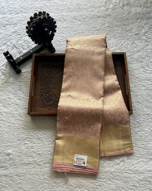 Kanjivaram Bridal Silk Saree Gray colored Saree complemented with a Zari border. - Sampradaya Designer Studio