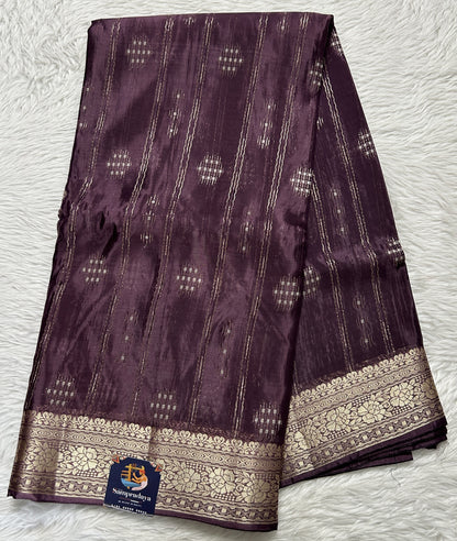 Satin Georgette Saree Purple Colored Complemented with a Zari Border. - Sampradaya Designer Studio