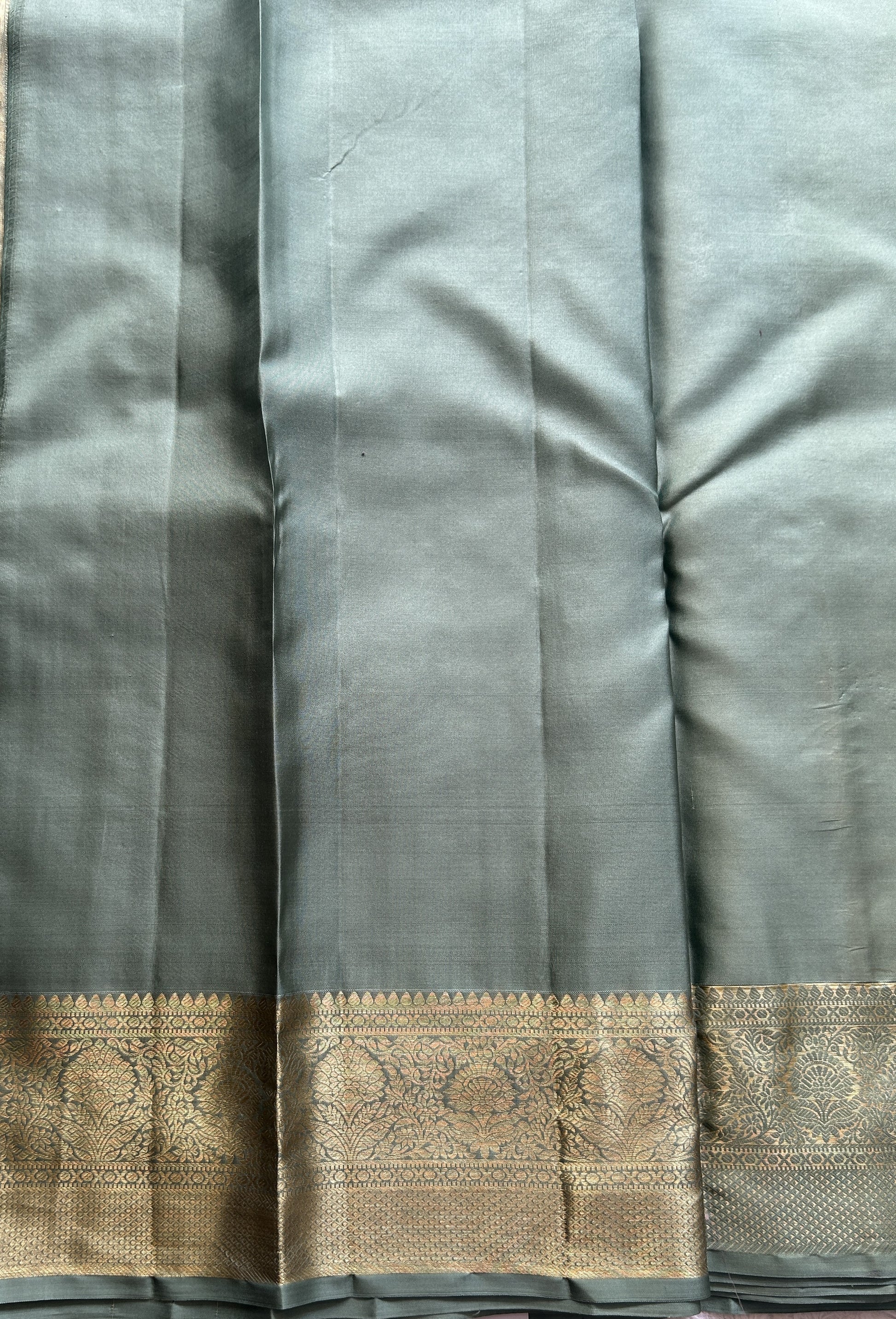 Kanjivaram Bridal Silk Saree Sea Green colored Saree complemented with a Zari border. - Sampradaya Designer Studio