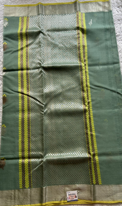 Pure Zarikota Saree Sea Green Colored Complemented with a Zari border. - Sampradaya Designer Studio