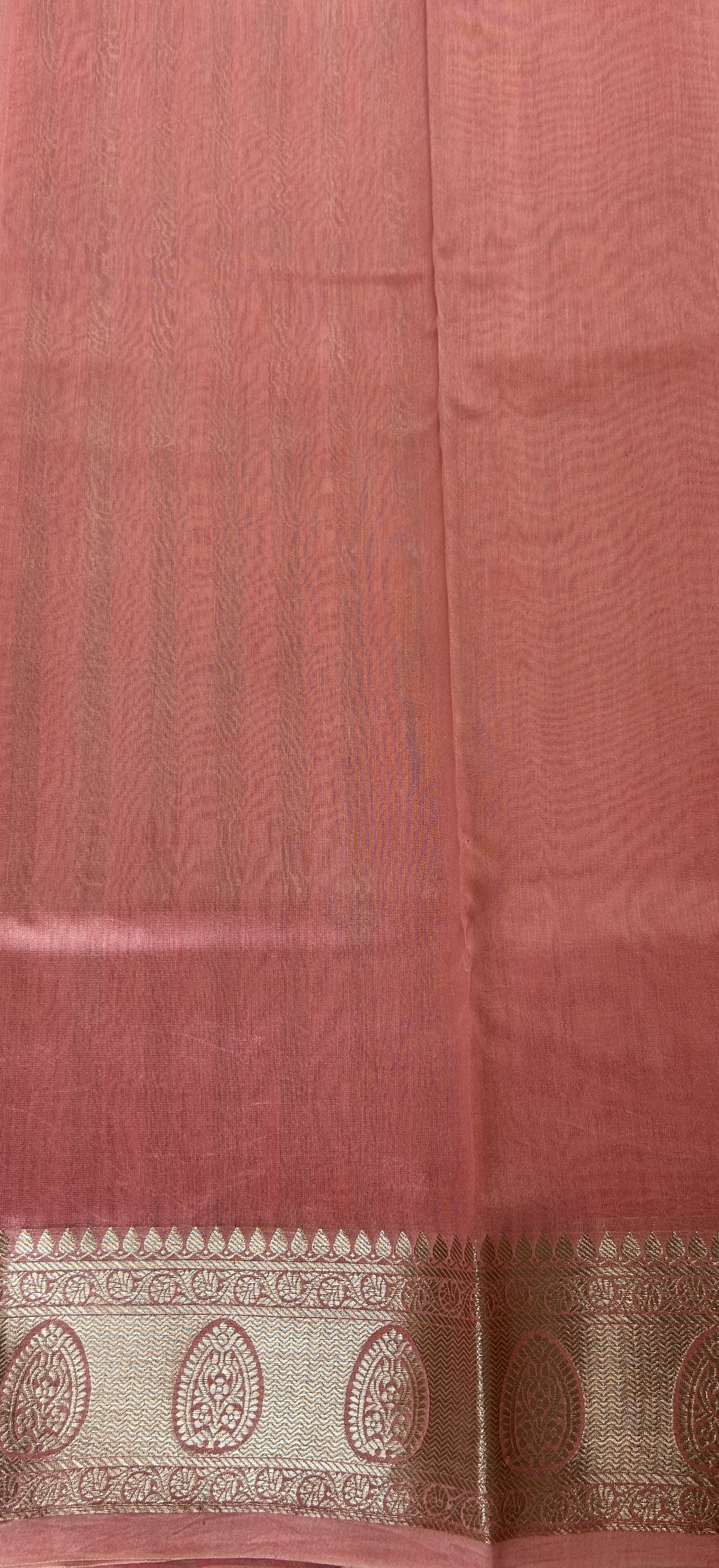 Maheshwari Chanderi Cotton Saree Pink Colored Complemented with a Zari Border. - Sampradaya Designer Studio