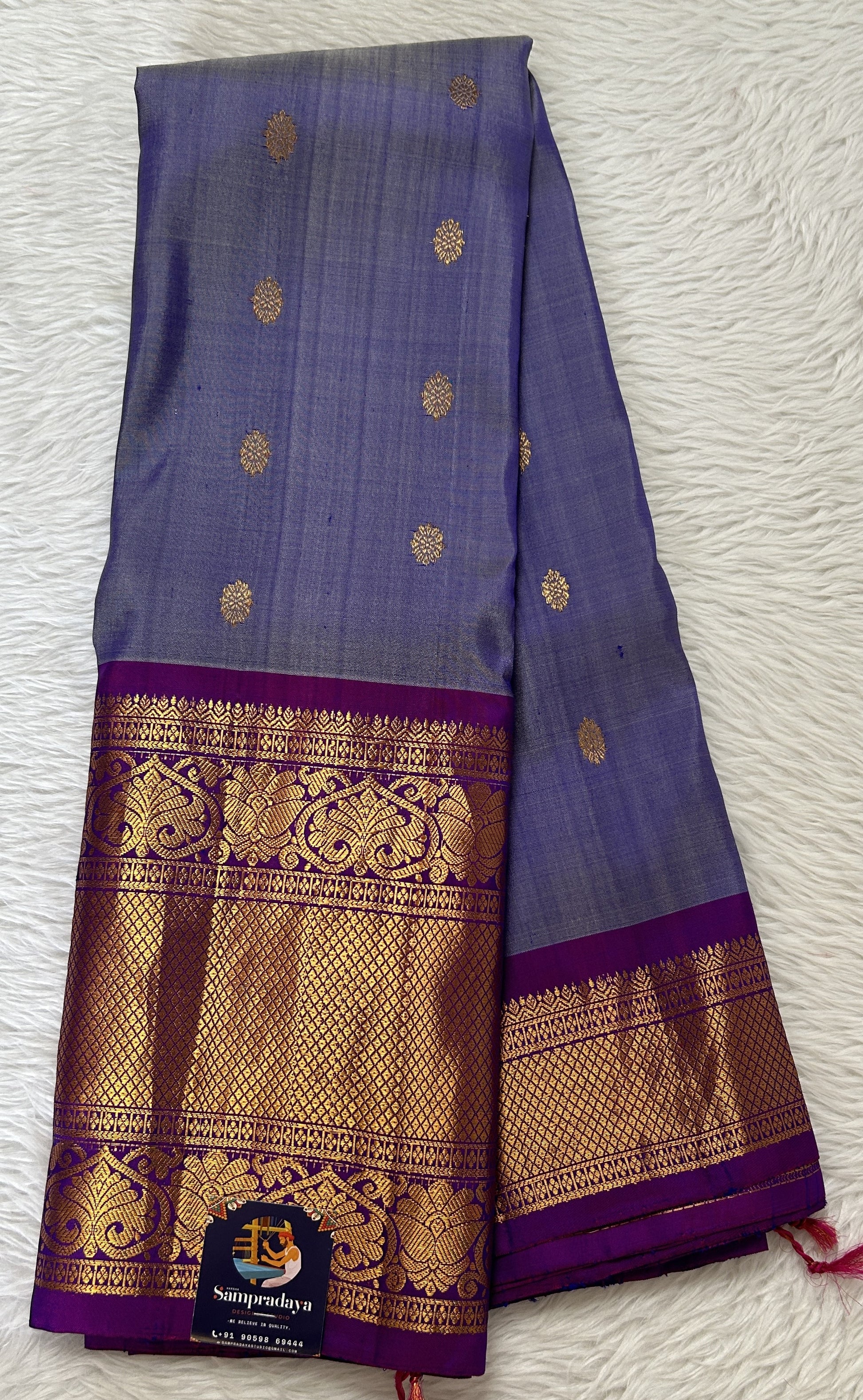 Gadwal Silk Saree Light Purple Color | Brinjal Color Kanchi Border ...