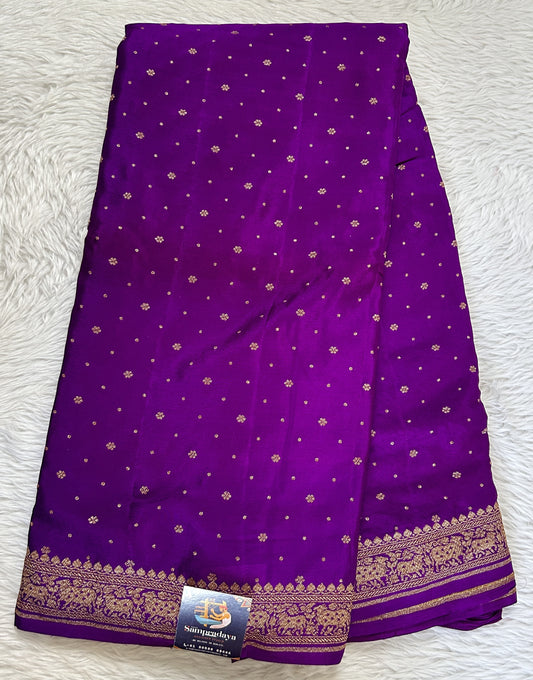 Banarasi Georgette Saree Purple Colored Complemented with a Zari border. - Sampradaya Designer Studio