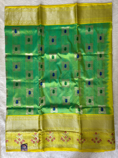 Venkatagiri Pattu Saree Greenish Yellow Colored Complemented With a Pa ...