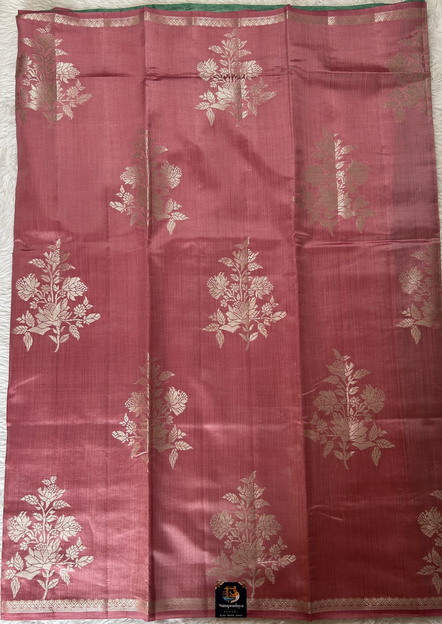 Banarasi Chiniya Silk Saree Light Pink Colored Complemented with a Zari Border. - Sampradaya Designer Studio