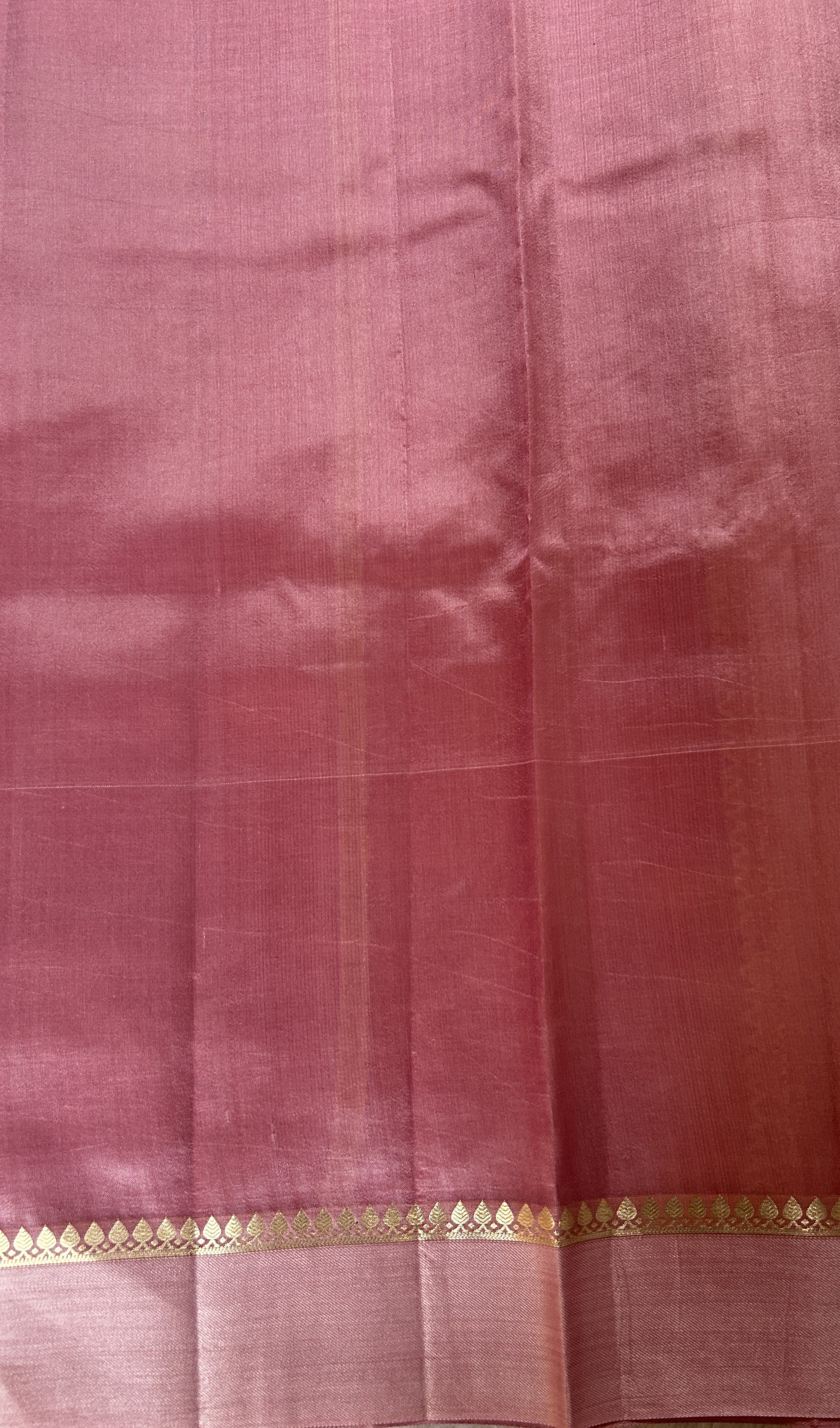 Banarasi Chiniya Silk Saree Pink Colored Complemented with a Baby Pink Plain Border. - Sampradaya Designer Studio