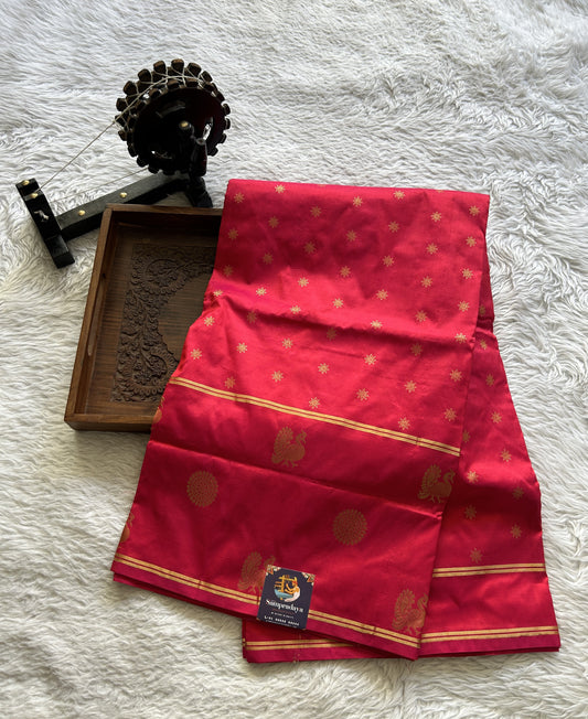 Narayanpet Silk Saree Pink Colored Complemented with a Buti Border.