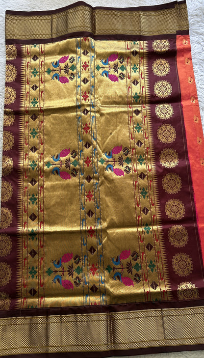 Narayanpet Silk Saree Dual tone Colored Complemented with a Zari Border.