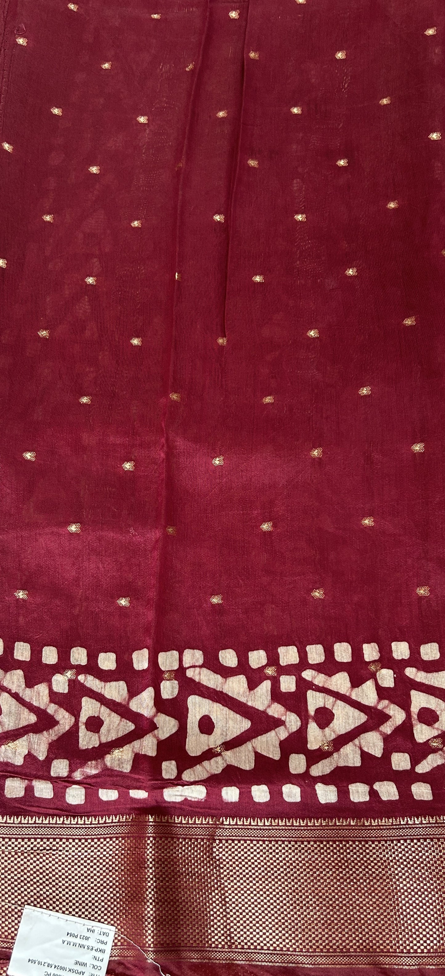 Banarasi Cotton Saree Magenta Colored Complemented with a Zari Border. - Sampradaya Designer Studio