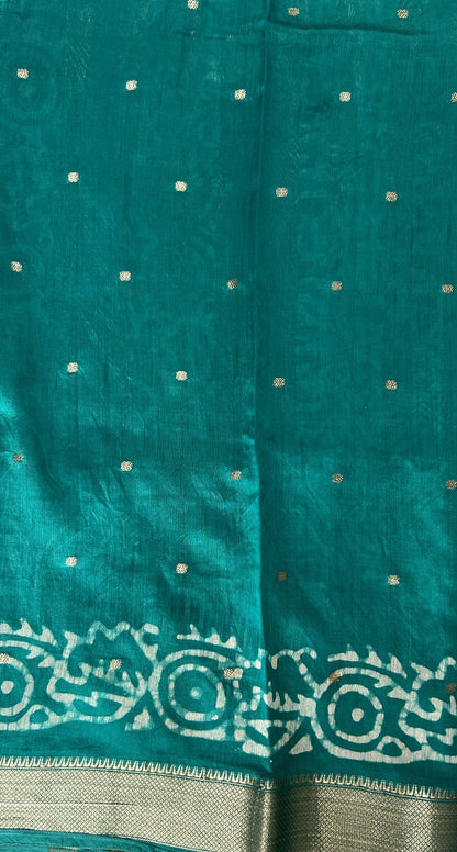 Banarasi Cotton Saree Rama Green Colored Complemented with a Zari Border. (Copy) - Sampradaya Designer Studio