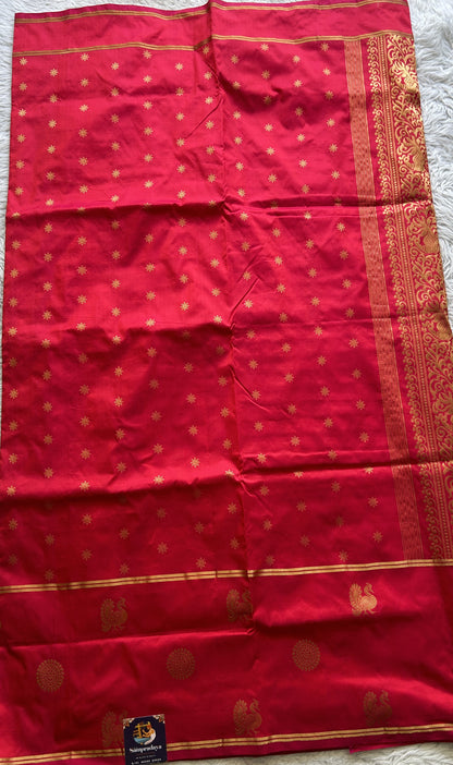 Narayanpet Silk Saree Pink Colored Complemented with a Buti Border.